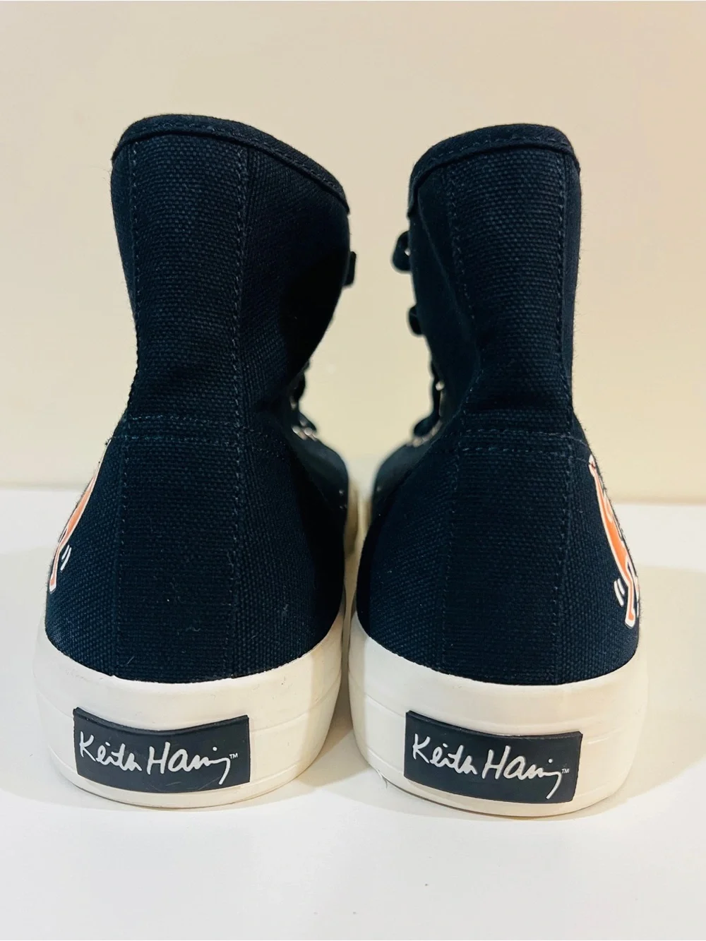NEW Keith Haring x H&M Black High Top Sneakers Colorful Dancing Figures 10.5